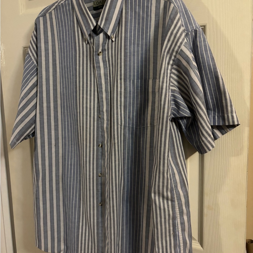 Loafers Men's Blue and White Striped Casual Shirt